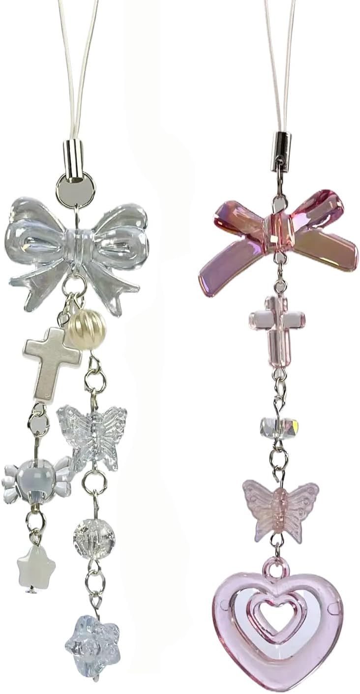 cioatu 1-4PCS Cute Phone Charms Aesthetic Y2K Cell Phone Charms Strap Strawberry Butterfly Star PhoneCharm Y2K Accessories for Bag Keychain Airpods Camera Pendants Decor - Image 1